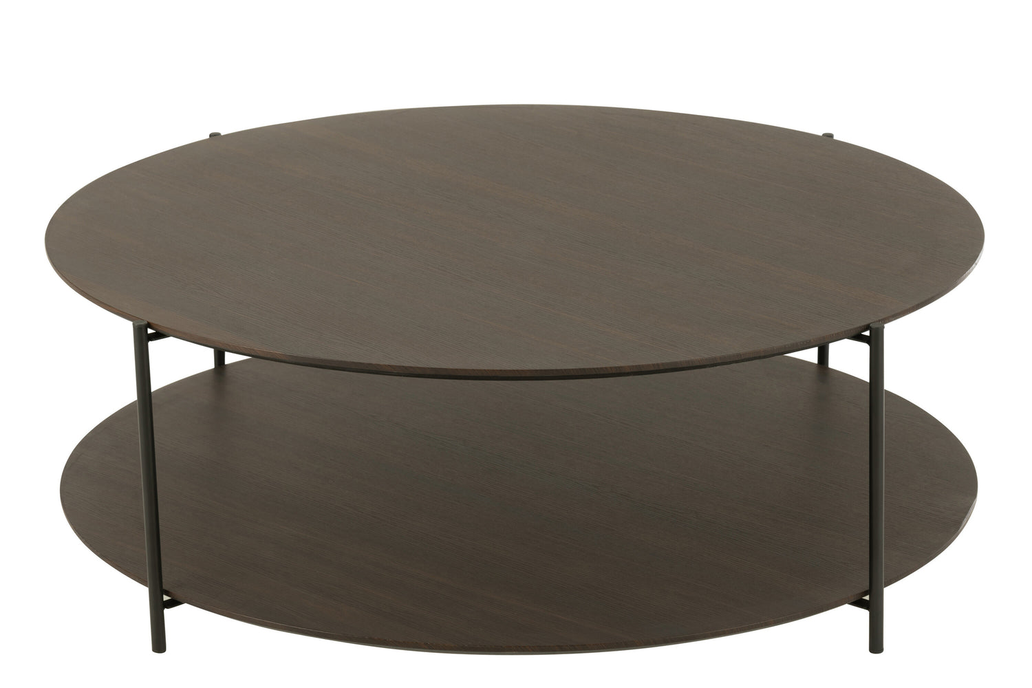 Salontafel rond MDF/metaal donkerbruin groot