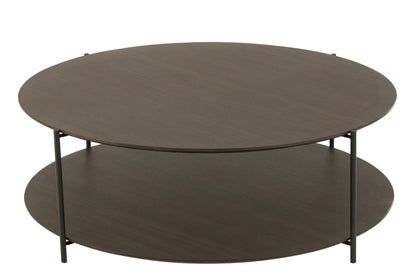 Salontafel rond MDF/metaal donkerbruin groot