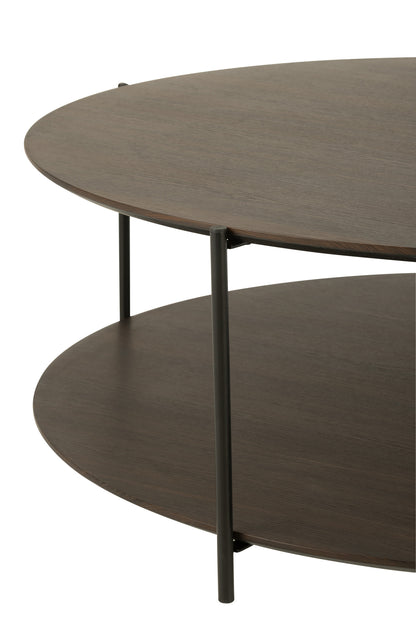 Salontafel rond MDF/metaal donkerbruin groot