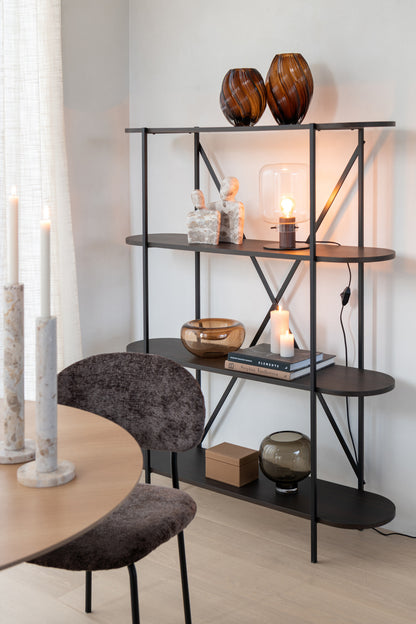 Plank Ovaal Mdf/Metaal Donkerbruin