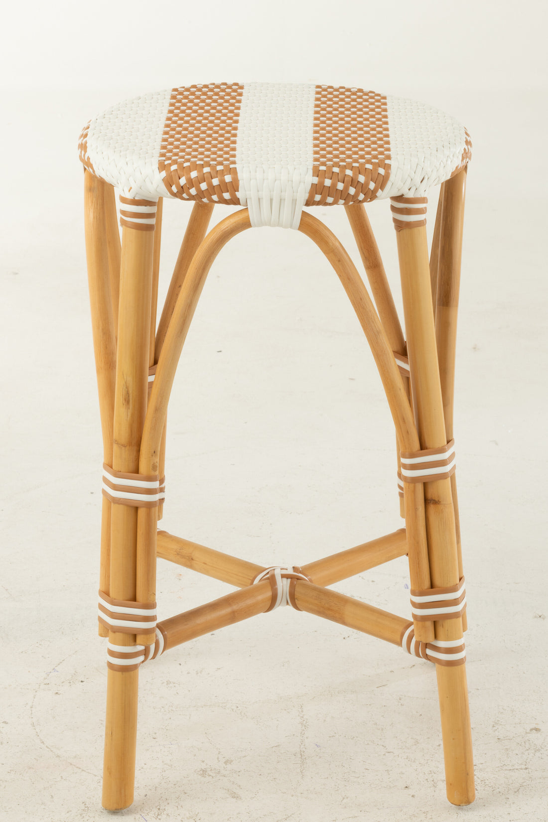 Kruk Rotan Beige/Wit Groot