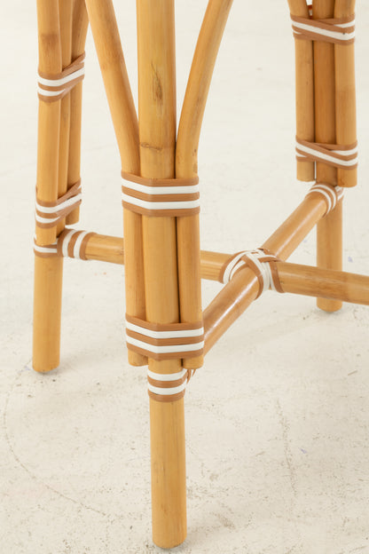 Kruk Rotan Beige/Wit Groot