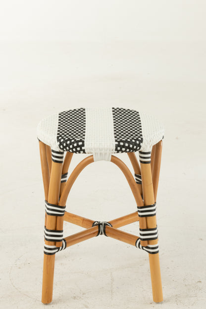Kruk Rotan Zwart/Wit Klein