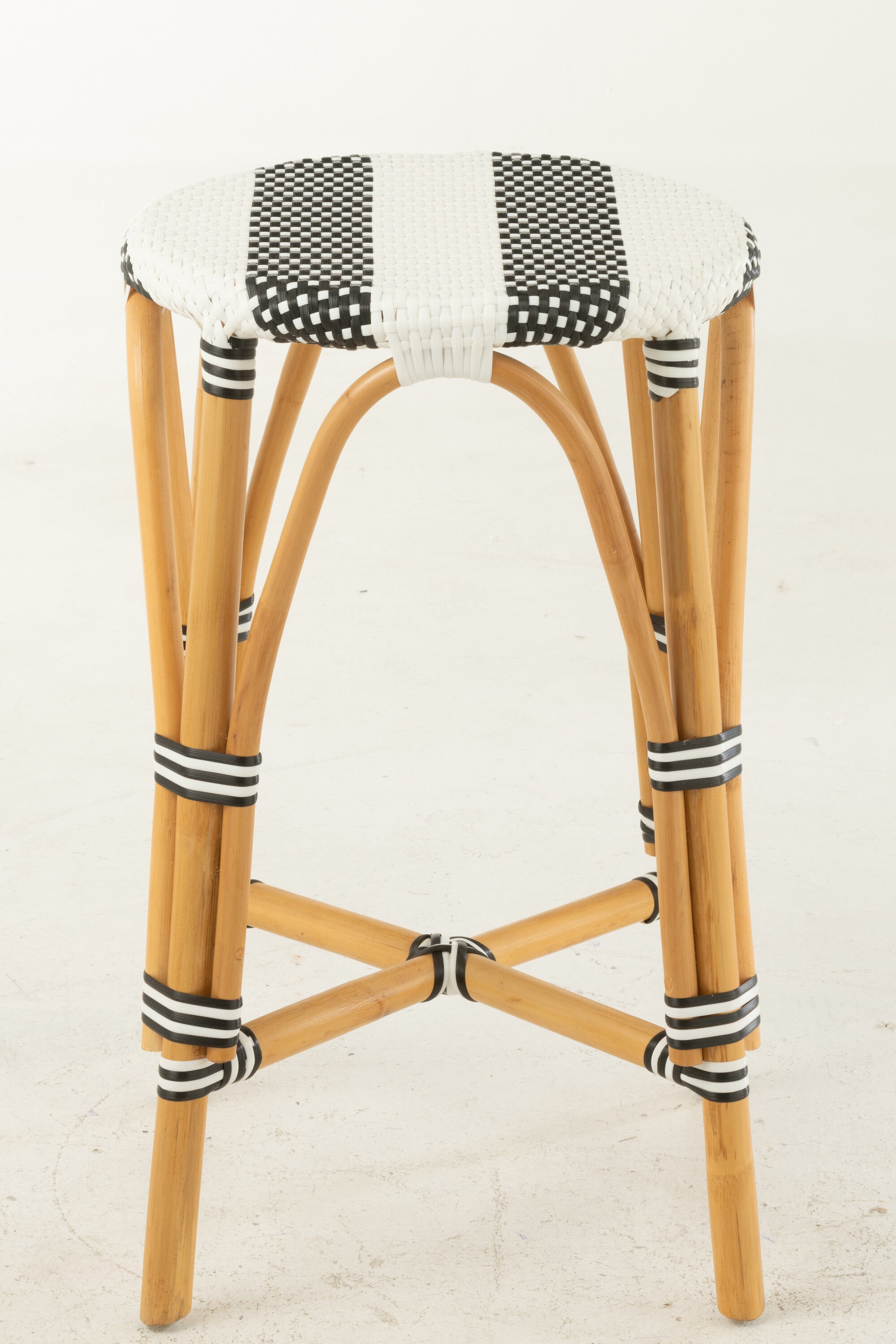 Kruk Rotan Zwart/Wit Groot