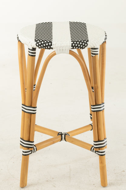 Kruk Rotan Zwart/Wit Groot