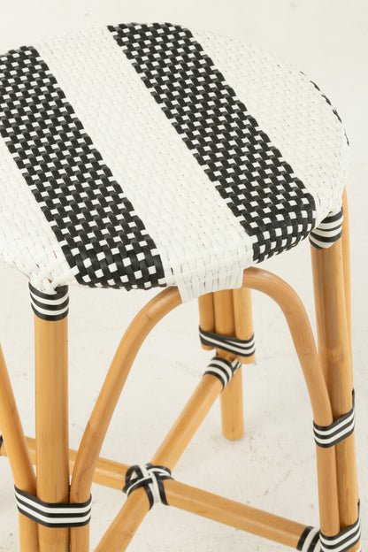 Kruk Rotan Zwart/Wit Groot