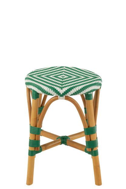 Kruk Rotan Donkergroen/Wit Klein