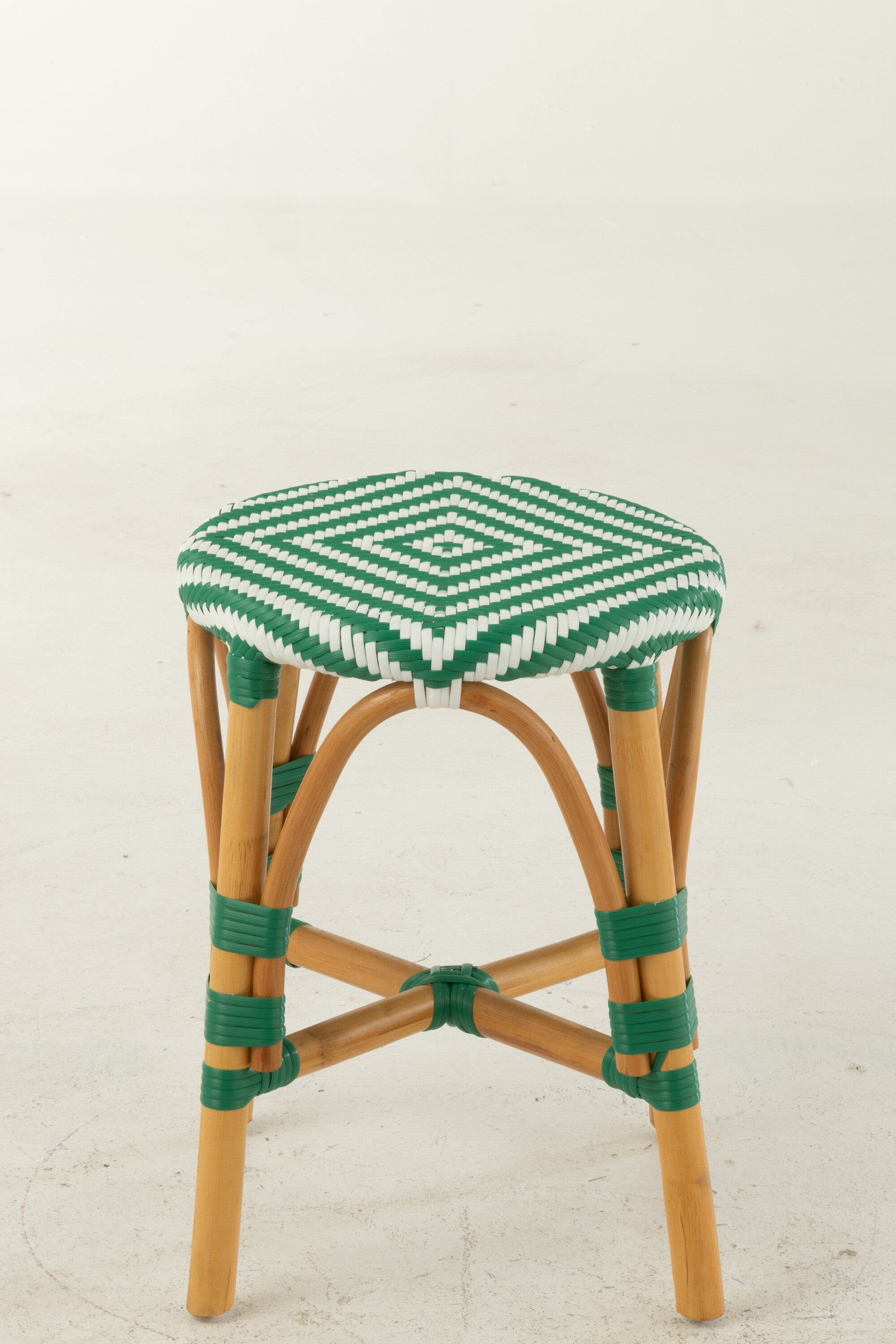Kruk Rotan Donkergroen/Wit Klein
