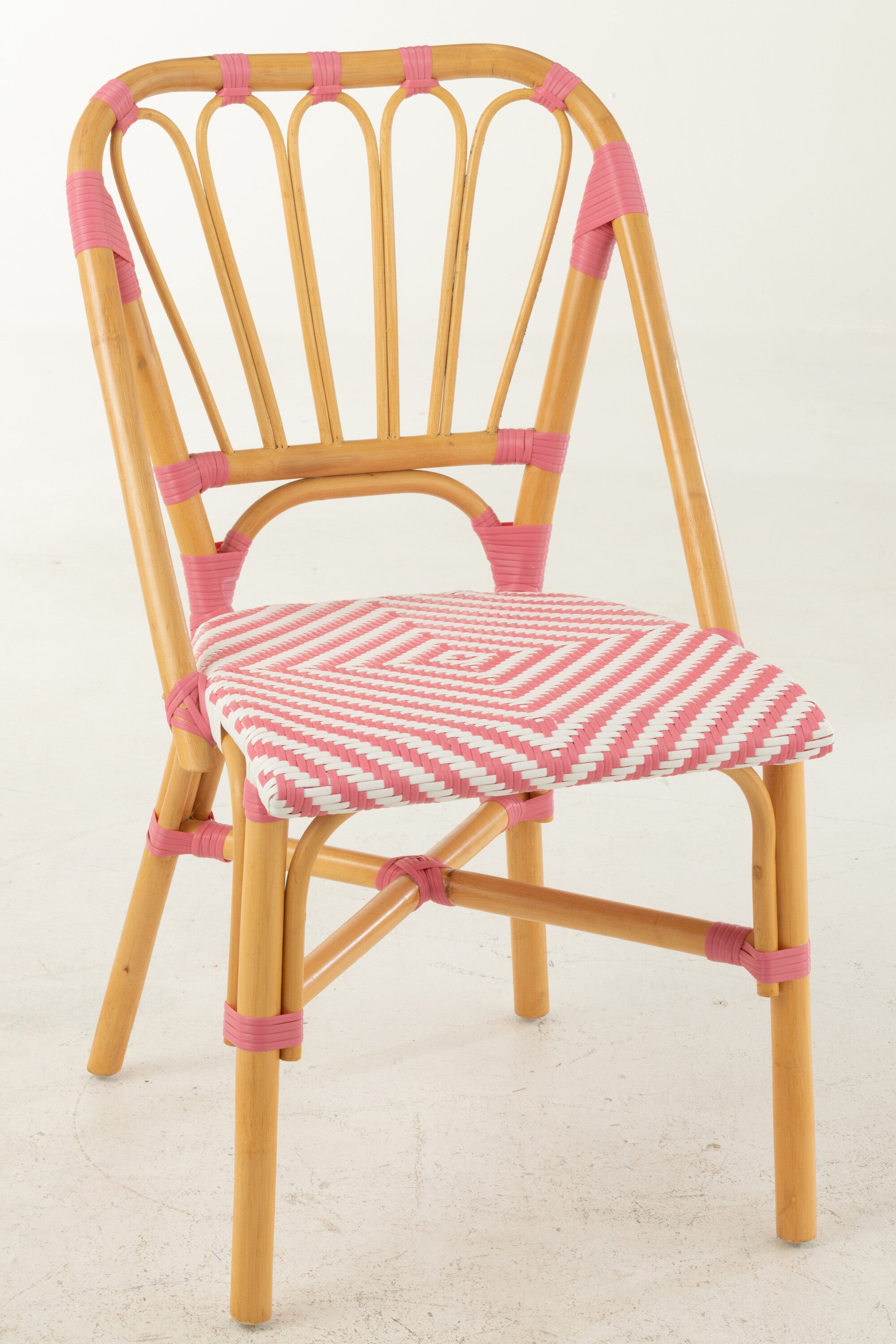 Eetkamerstoel Rotan Roze/Wit