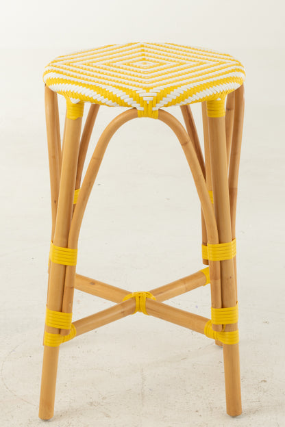Kruk Rotan Geel/Wit Groot