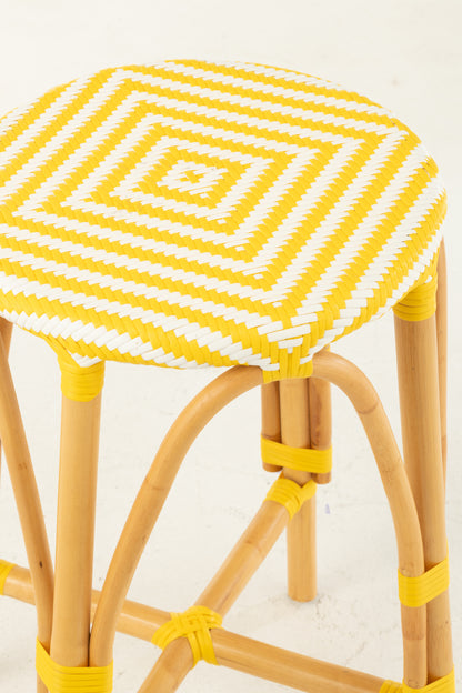 Kruk Rotan Geel/Wit Groot