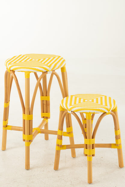 Kruk Rotan Geel/Wit Groot