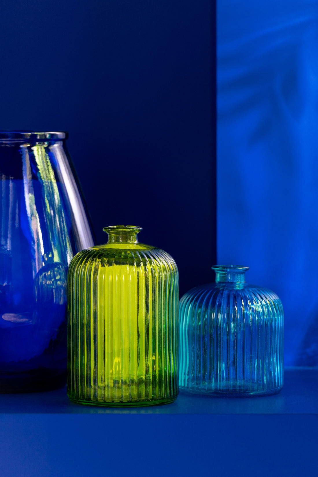 Vaas Fles Streep Glas Aqua Klein