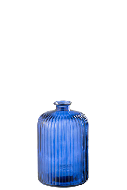 Vaas Fles Streep Glas Blauw Groot