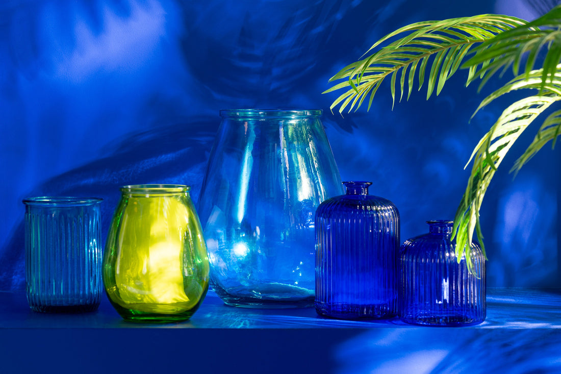 Vaas Streep Glas Blauw