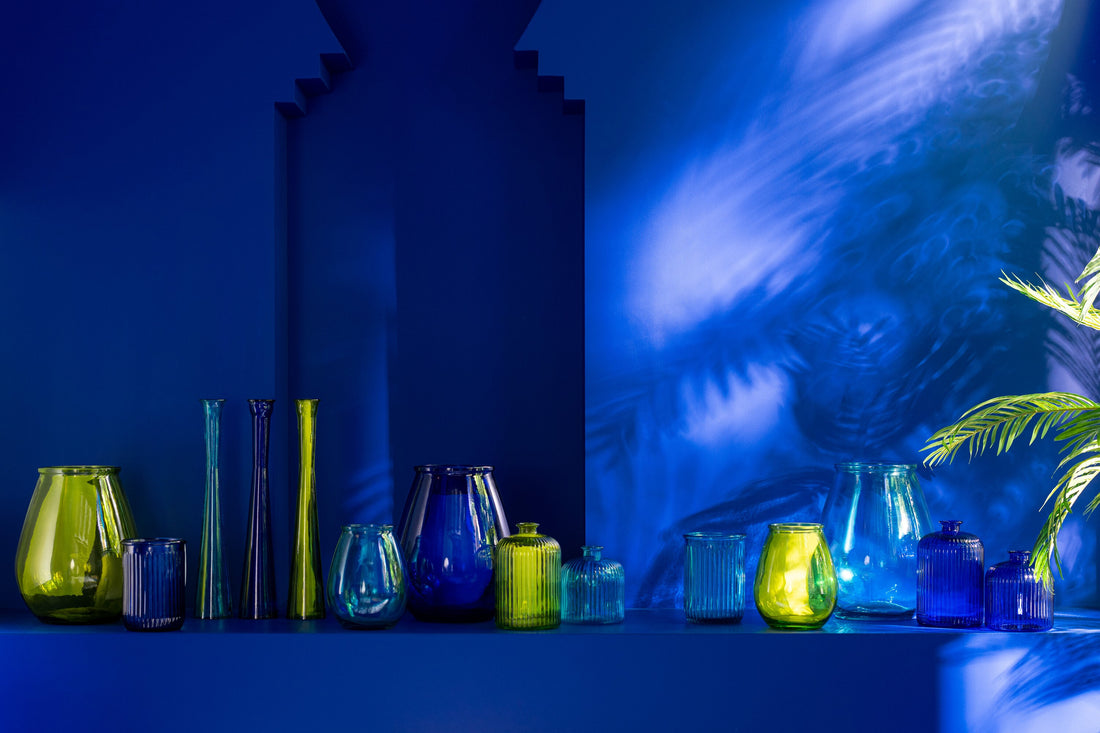 Vaas Buis Glas Blauw 9,5x9,5x51cm