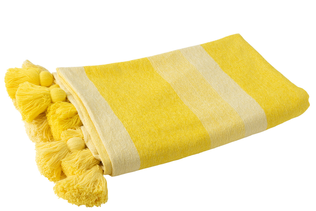 Geruite Strepen+Kwastjes Katoen Geel