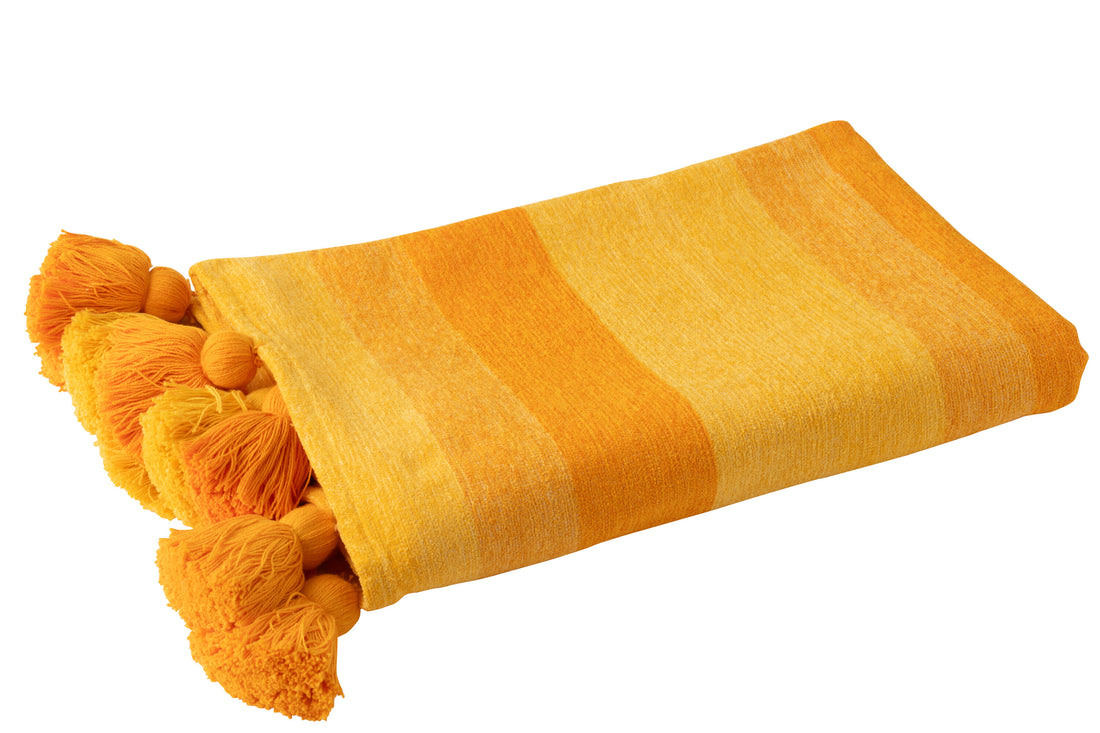 Geruite Strepen+Kwastjes Katoen Oranje