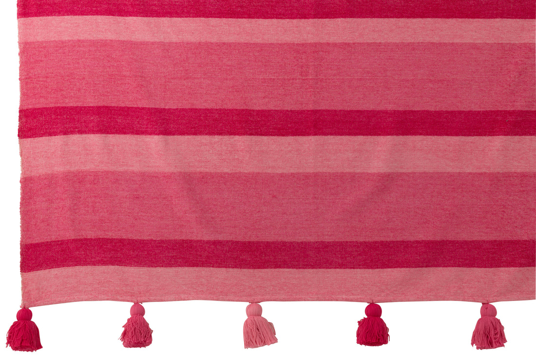 Geruite Strepen+Kwastjes Katoen Roze
