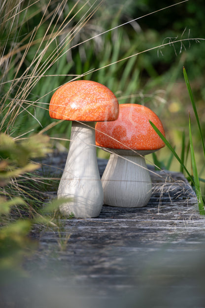 Set van 2 paddenstoelen voor buiten Mgo oranje