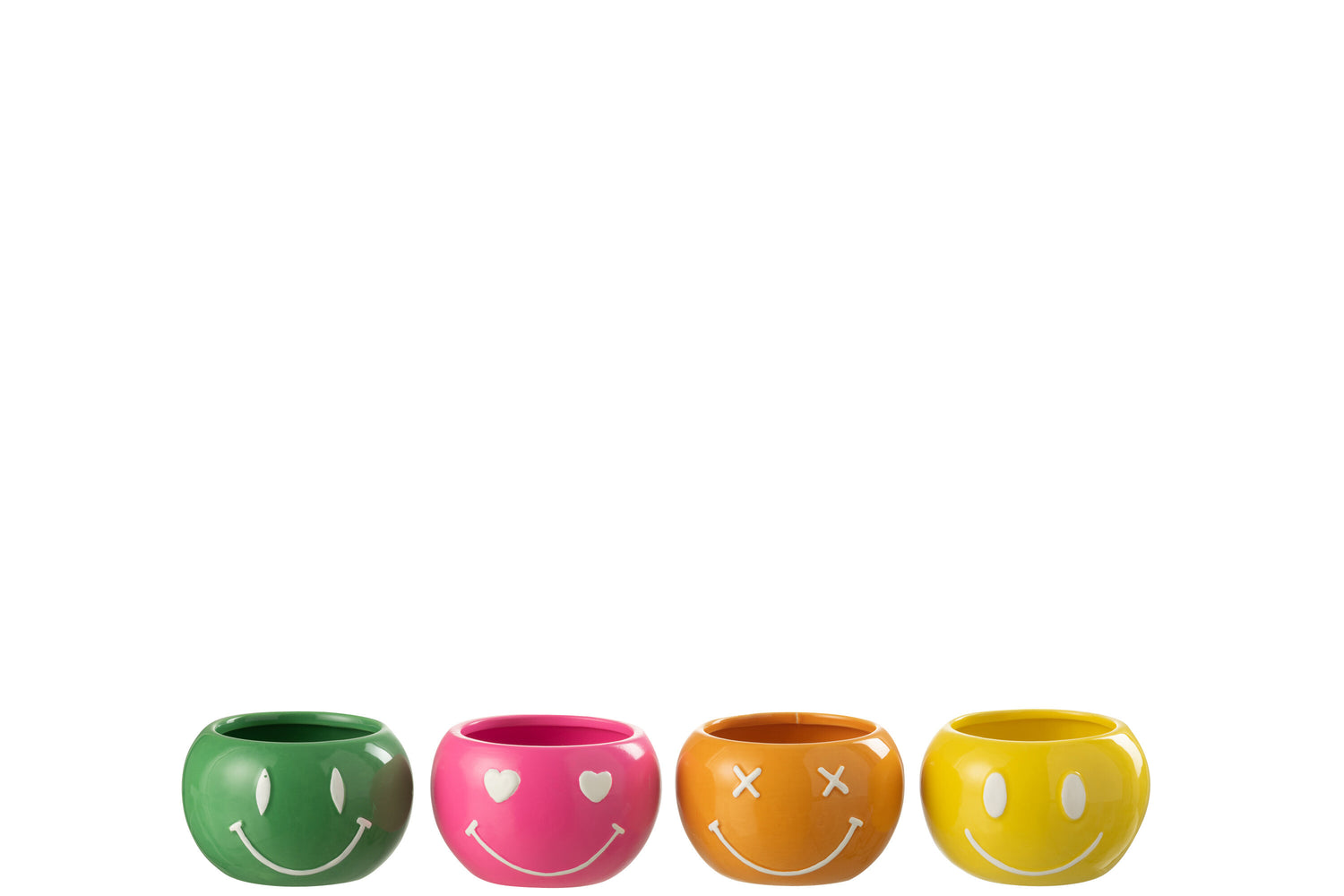 Bloempot Smiley Porselein Mix Klein Assortiment Van 4
