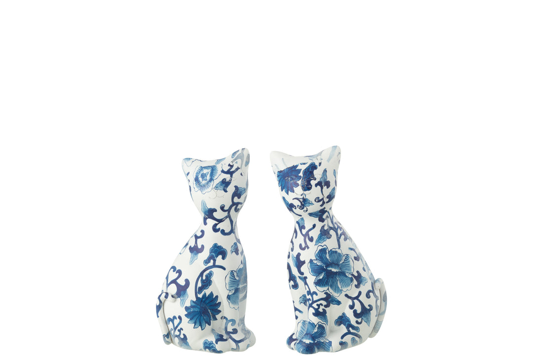 Kattenpatronen Polyresin Blauw/Wit Kleine Assortiment Van 2