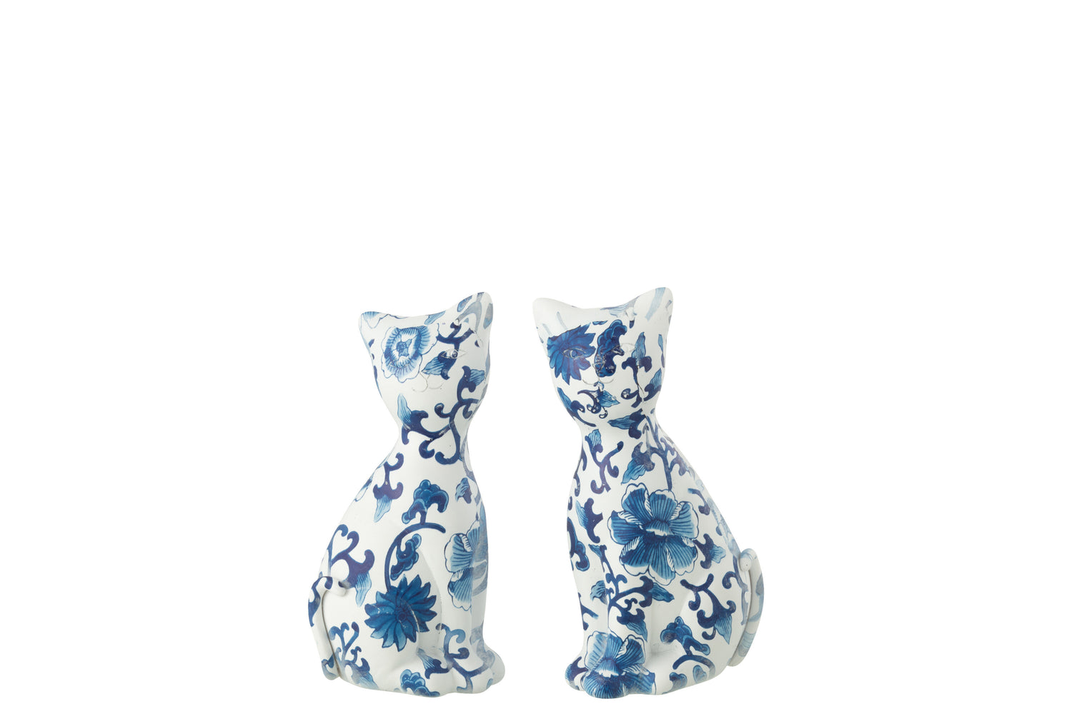 Kattenpatronen Polyresin Blauw/Wit Kleine Assortiment Van 2