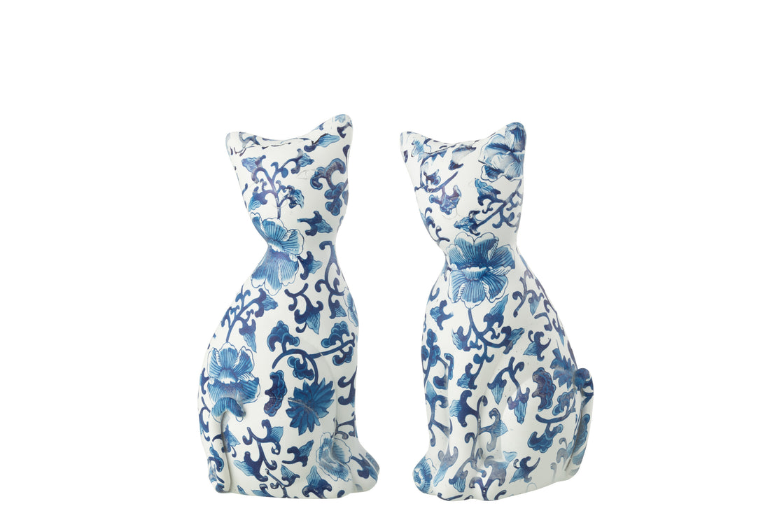 Kattenpatronen Polyresin Blauw/Wit Groot Assortiment Van 2