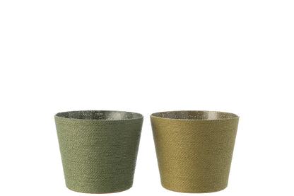 Bloempot Touwen Papier/Huisdier Groen Extra Groot Assortiment Van 2
