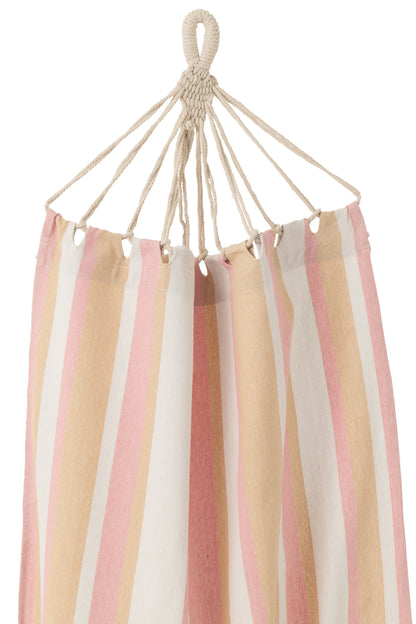 Hangmat Strepen Katoen/Polyester Wit/Beige/Roze