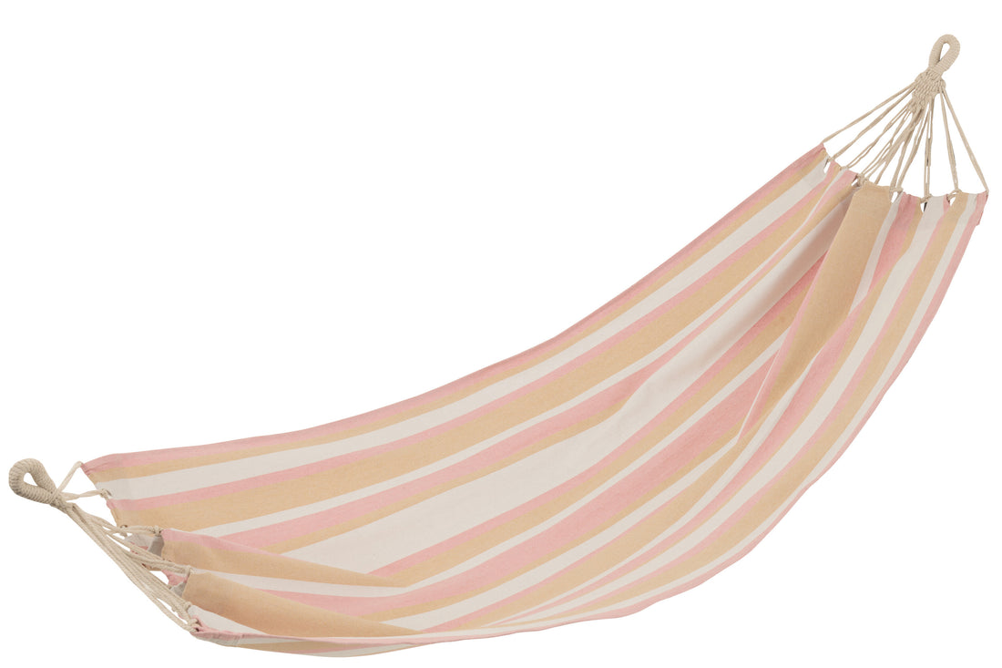 Hangmat Strepen Katoen/Polyester Wit/Beige/Roze