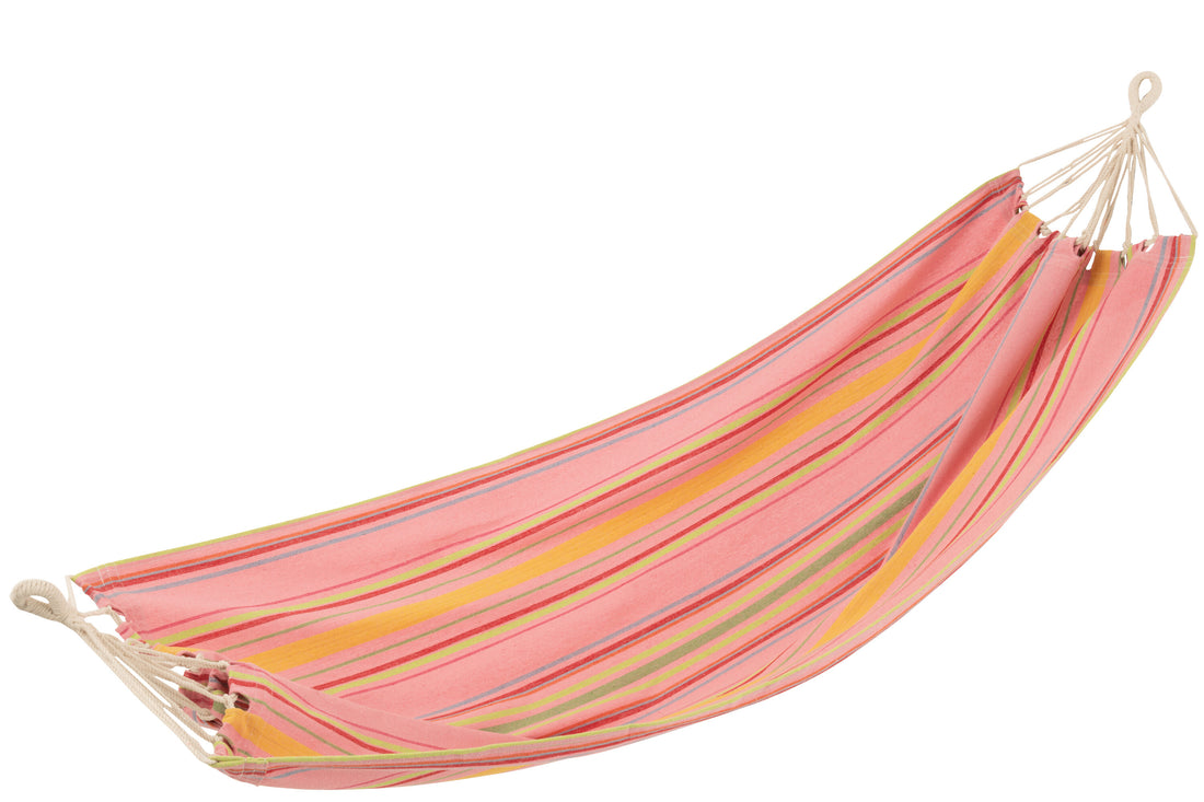 HAMMOCK STREPEN KATOEN/POLYESTER LICHTROZE+MIX