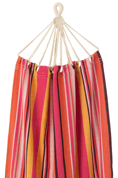 Hangmat Strepen Katoen/Polyester Felroze+Mix