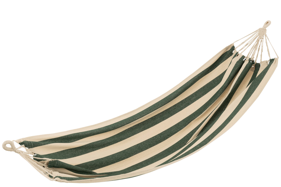 Hangmat Grote Strepen Katoen/Polyester Donkergroen/Ecru