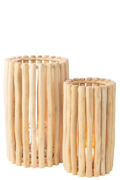 Set van 2 lantaarns Teak Natuurlijk