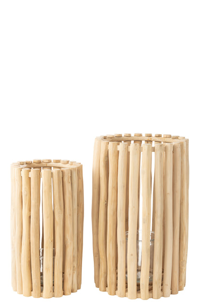 Set van 2 lantaarns Teak Natuurlijk