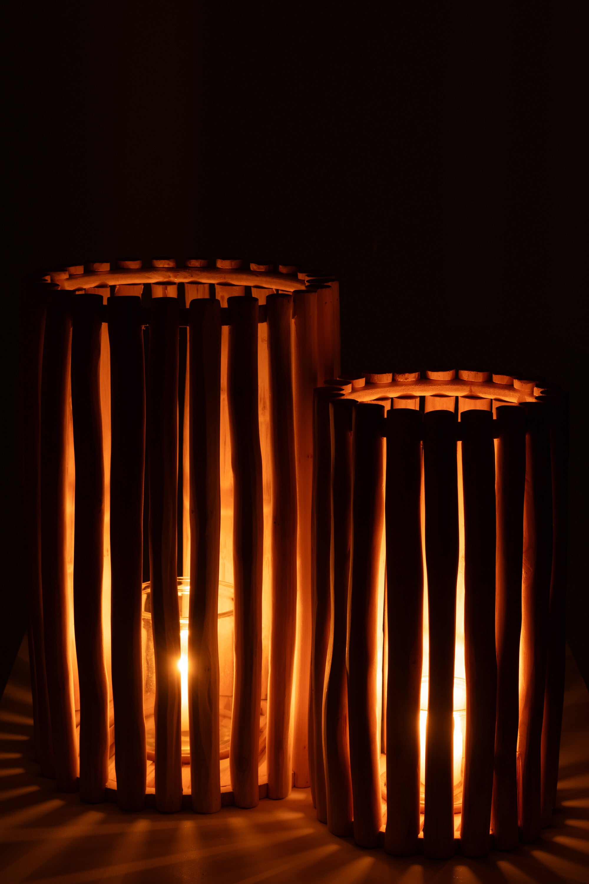 Set van 2 lantaarns Teak Natuurlijk