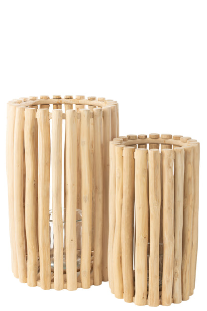 Set van 2 lantaarns Teak Natuurlijk