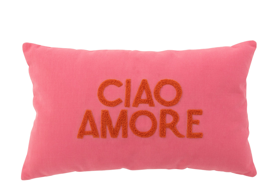 Kussen Ciao Amore Katoen Roze/Oranje