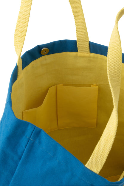 Shoppertas Dolce Vita Katoen Blauw/Geel