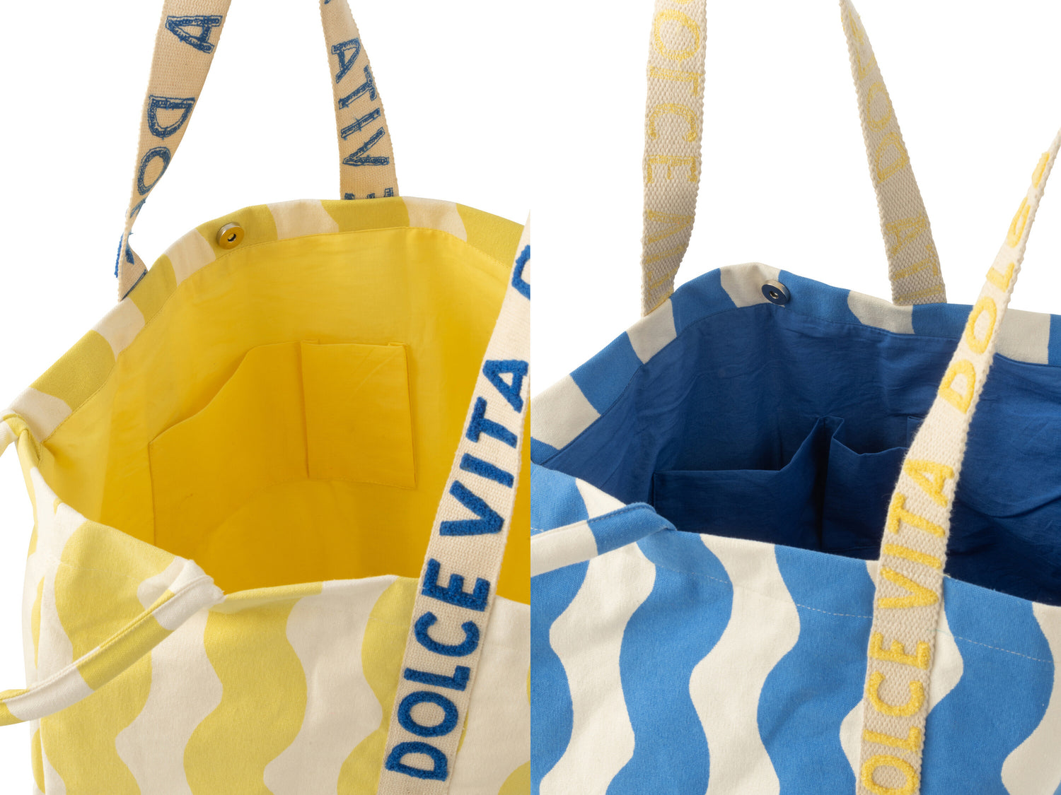 Strandtas Dolce Vita Katoen Blauw/Geel Assortiment Van 2
