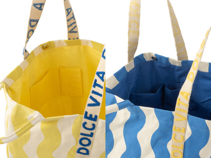 Strandtas Dolce Vita Katoen Blauw/Geel Assortiment Van 2