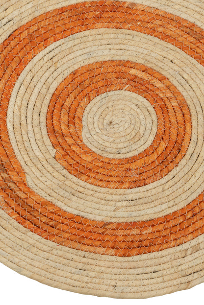 Rug Round Circles Corn Husk Orange/Rood Kleine Assortiment Van 2