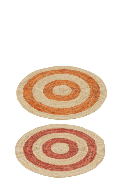 Rug Round Circles Corn Husk Orange/Rood Medium Assortiment Van 2