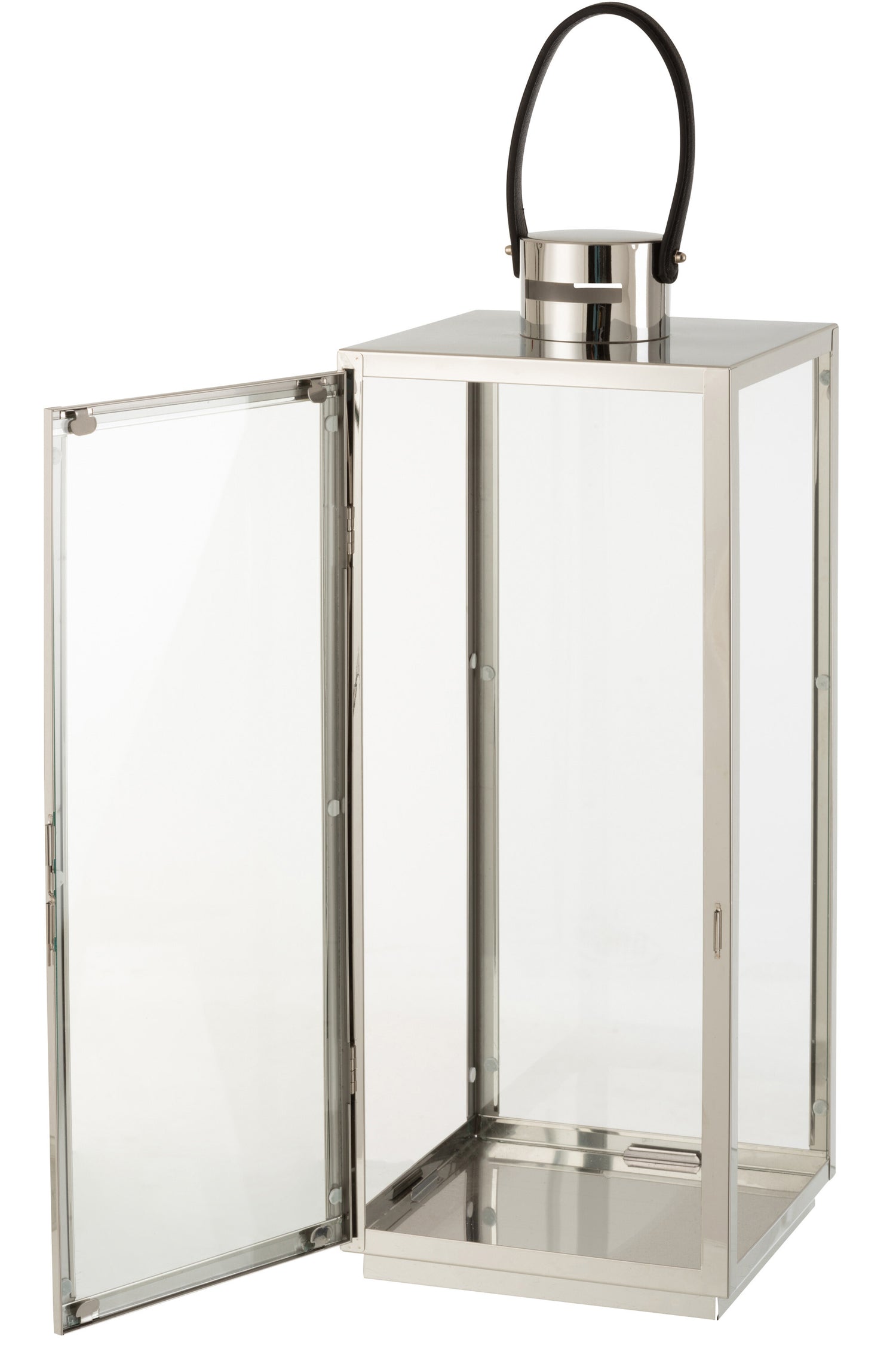 Lantaarn Vierkant Metaal/Glas Zilver