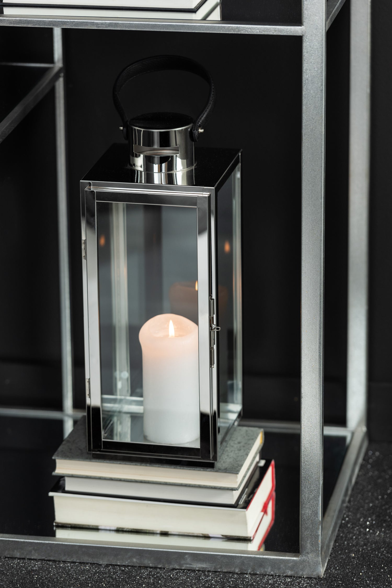 Lantaarn Vierkant Metaal/Glas Zilver