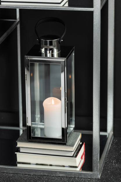 Lantaarn Vierkant Metaal/Glas Zilver