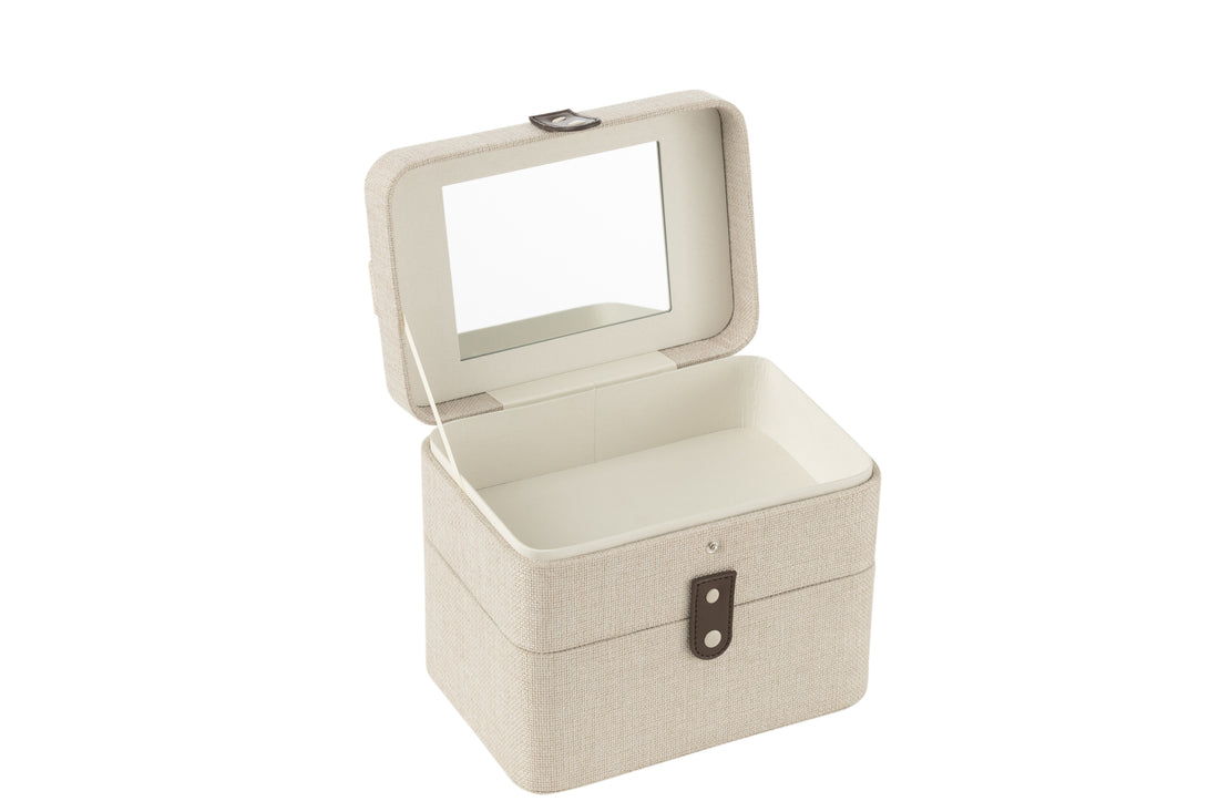 Cosmetische Doos Rechthoek + Spiegel 2 Lagen Polyester Grijs