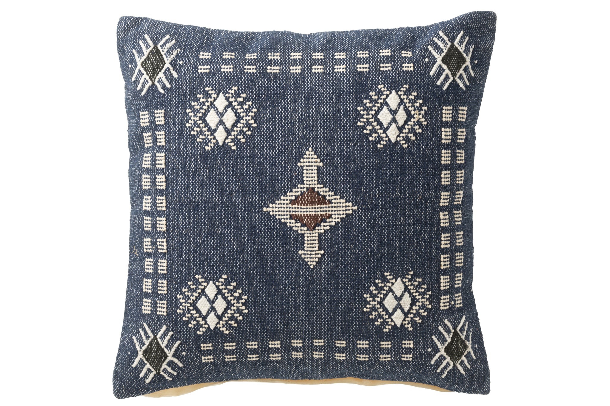 Kussen Vierkant Etnische Patronen Katoen Donkerblauw/Wit