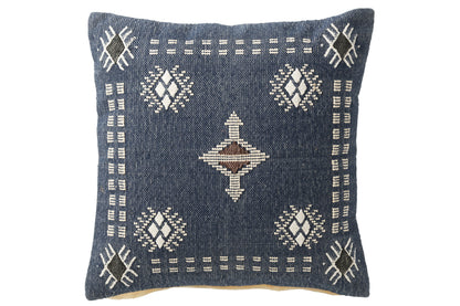Kussen Vierkant Etnische Patronen Katoen Donkerblauw/Wit